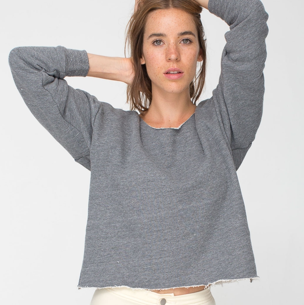 American Apparel Heathered Gray Cut Cropped Sweatshirt Sz Z